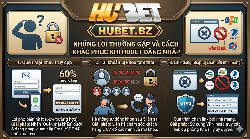 Những lỗi thường gặp và cách khắc phục khi Hubet đăng nhập