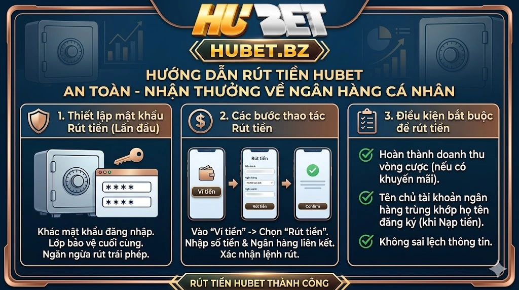 Hướng dẫn Rút tiền Hubet - Nhận thưởng an toàn về ngân hàng cá nhân